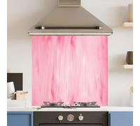 Premium 65 x 60cm Pink Brush Stroke 6mm Glass Toughened Kitchen Splashback