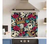 Premium 65 x 60cm Skull Tattoo 6mm Glass Toughened Kitchen Splashback