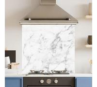 Premium 65 x 60cm Veiny White Marble 6mm Glass Toughened Kitchen Splashback