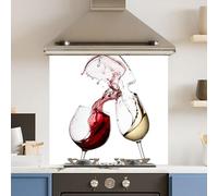 Premium 65 x 60cm White Wine Glasses 6mm Glass Toughened Kitchen Splashback