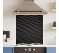 Premium 65 x 70cm Black Sand Dune 6mm Glass Toughened Kitchen Splashback