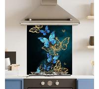 Premium 65 x 70cm Flower Fly 6mm Glass Toughened Kitchen Splashback