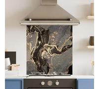 Premium 65 x 70cm Gold Marble 6mm Glass Toughened Kitchen Splashback