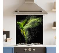 Premium 65 x 70cm Green Parrot 6mm Glass Toughened Kitchen Splashback