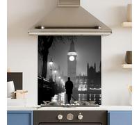 Premium 65 x 70cm Monochrome Big Ben 6mm Glass Toughened Kitchen Splashback