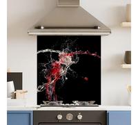 Premium 65 x 70cm Red White Splash 6mm Glass Toughened Kitchen Splashback