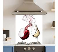 Premium 65 x 70cm White Wine Glasses 6mm Glass Toughened Kitchen Splashback