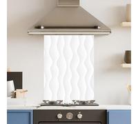 Premium 65 x 90cm Wavy White Pattern 6mm Glass Toughened Kitchen Splashback