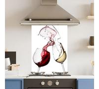 Premium 65 x 90cm White Wine Glasses 6mm Glass Toughened Kitchen Splashback