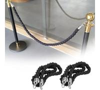 Premium 6ft Black Velvet Stanchion Rope with Silver Hooks - Crowd Control Barrier for Event Queue Management 1.8m Velvet Rope for Safety and Durability