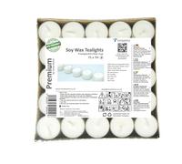 Premium 7 Hours Long Burning Time Pack of 72 Transparent Green Cup tea lights Eco-Friendly tealights White Unscented Night Lights Vegan Soy Wax Candles Non-Toxic