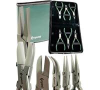 Premium 7-Pcs Jewelers Pliers Set Jewelry Tools Kit -Jewelry Making Pliers Tools with Needle Nose Pliers/Chain Nose Pliers, Round Nose Pliers, Nylon Jaw Pliers, Wire Cutter, Bent Nose Pliers With Case