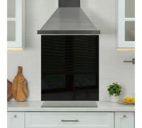 Premium 70 cm x 75 cm Black Glass 6mm Kitchen Splashback Heat Resistant Toughened Polished Edges - Back Splash Back Coloured Hob Painted Tempered Splashback