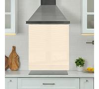 Premium 70 cm x 75 cm Cream Glass 6mm Kitchen Splashback Heat Resistant Toughened Polished Edges - Back Splash Back Coloured Hob Painted Tempered Splashback