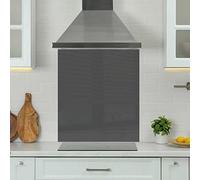 Premium 70 cm x 75 cm Grey Glass 6mm Kitchen Splashback Heat Resistant Toughened Polished Edges - Back Splash Back Coloured Hob Painted Tempered Splashback