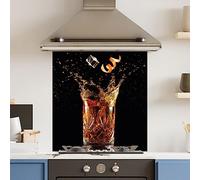 Premium 70 cm x 75 cm Old Fashioned Glass 6mm Kitchen Splashback Heat Resistant Toughened Polished Edges - Back Splash Back Coloured Hob Painted Tempered Splashback