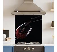 Premium 70 cm x 75 cm Red Wine Glass 6mm Kitchen Splashback Heat Resistant Toughened Polished Edges - Back Splash Back Coloured Hob Painted Tempered Splashback
