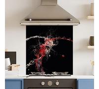 Premium 70 cm x 75 cm Water Splash Glass 6mm Kitchen Splashback Heat Resistant Toughened Polished Edges - Back Splash Back Coloured Hob Painted Tempered Splashback