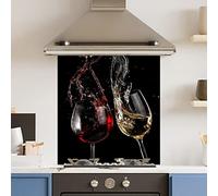 Premium 70 cm x 75 cm Wine Glasses Glass 6mm Kitchen Splashback Heat Resistant Toughened Polished Edges - Back Splash Back Coloured Hob Painted Tempered Splashback