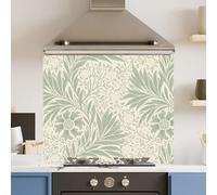 Premium 70 x 60cm Pale Green Leaf 6mm Glass Toughened Kitchen Splashback