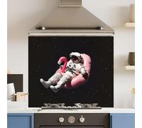 Premium 70 x 60cm Space Flamingo 6mm Glass Toughened Kitchen Splashback