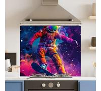 Premium 70 x 60cm Space Surfer 6mm Glass Toughened Kitchen Splashback