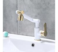 Premium 7003 Copper Faucet MultiDirectional Swivel Design Dual Water Outlet Modes EcoFriendly Hotel Bathroom Mixer Ceramic Valve Core Sleek White Finish
