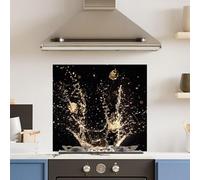 Premium 70cm x 65cm Champagne Splash Glass 6mm Kitchen Splashback Heat Resistant Toughened Polished Edges - Back Splash Back Coloured Hob Painted Tempered Splashback