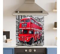 Premium 70x75cm 6mm Glass Red London Bus Kitchen Splashback Toughened Choose Your Print Multi One Size