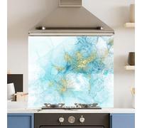 Premium 74.5 x 59.5cm Aquamarine Quartz 6mm Glass Toughened Kitchen Splashback