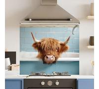 Premium 74.5 x 59.5cm Bath Cow 6mm Glass Toughened Kitchen Splashback