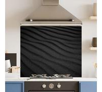 Premium 74.5 x 59.5cm Black Sand Dune 6mm Glass Toughened Kitchen Splashback