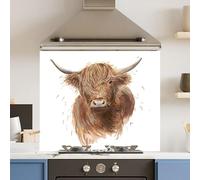 Premium 74.5 x 59.5cm Drawn Cow 6mm Glass Toughened Kitchen Splashback