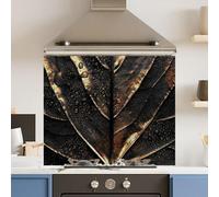 Premium 74.5 x 59.5cm Gold Black 6mm Glass Toughened Kitchen Splashback