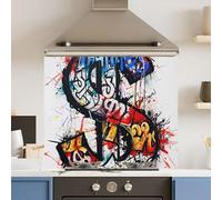 Premium 74.5 x 59.5cm Grafitti Dollar 6mm Glass Toughened Kitchen Splashback