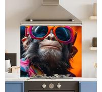 Premium 74.5 x 59.5cm Monkey Glasses 6mm Glass Toughened Kitchen Splashback