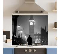 Premium 74.5 x 59.5cm Monochrome Big Ben 6mm Glass Toughened Kitchen Splashback