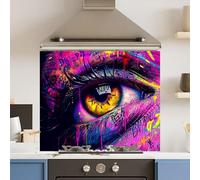 Premium 74.5 x 59.5cm Purple Eye 6mm Glass Toughened Kitchen Splashback