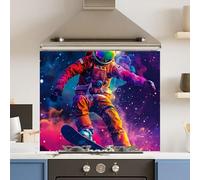 Premium 74.5 x 59.5cm Space Surfer 6mm Glass Toughened Kitchen Splashback