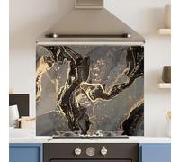Premium 75 x 60cm Gold Marble 6mm Glass Toughened Kitchen Splashback