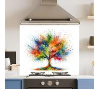 Premium 75 x 60cm Rainbow Tree 6mm Glass Toughened Kitchen Splashback