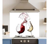 Premium 75 x 60cm White Wine Glasses 6mm Glass Toughened Kitchen Splashback