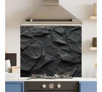 Premium 75 x 70cm Abstract Black 6mm Glass Toughened Kitchen Splashback