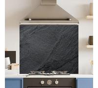 Premium 75 x 70cm Black Concrete 6mm Glass Toughened Kitchen Splashback