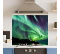 Premium 75 x 70cm Northern Lights 6mm Glass Toughened Kitchen Splashback