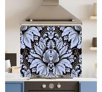 Premium 75 x 70cm Purple Floral 6mm Glass Toughened Kitchen Splashback