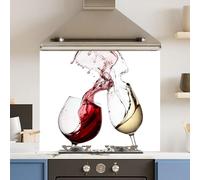 Premium 75 x 70cm White Wine Glasses 6mm Glass Toughened Kitchen Splashback