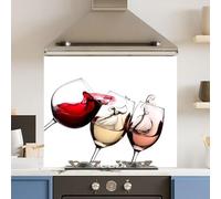 Premium 75 x 70cm White Wine Glasses 6mm Glass Toughened Kitchen Splashback