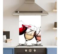 Premium 75 x 90cm White Wine Glasses 6mm Glass Toughened Kitchen Splashback