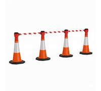 Premium 750mm Traffic Cone & 10m Retractable Barrier Kit - Heavy Duty Safety Cones with 10 Meter Belt - Chapter 8 Compliant Hazard Barrier Pack (Red/White Barrier, 4 Pack)